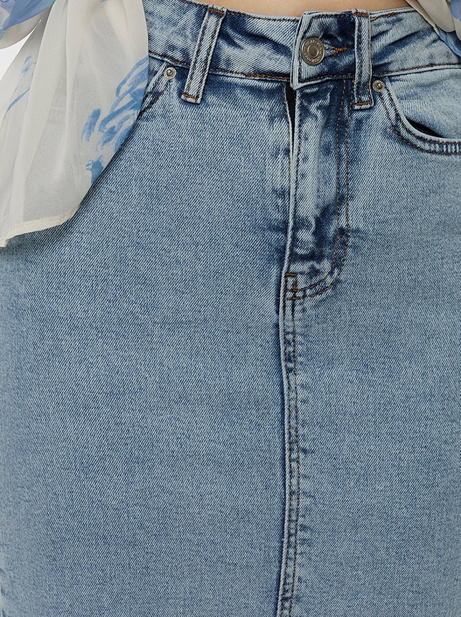 Жіноча джинсова довга спідниця 44 колір блакитний ЦБ-00217490 SKT000902745 фото