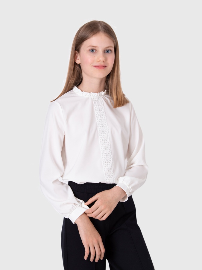 Блуза довгий рукав для дівчинки 116 колір молочний ЦБ-00228827 SKT000930523 фото