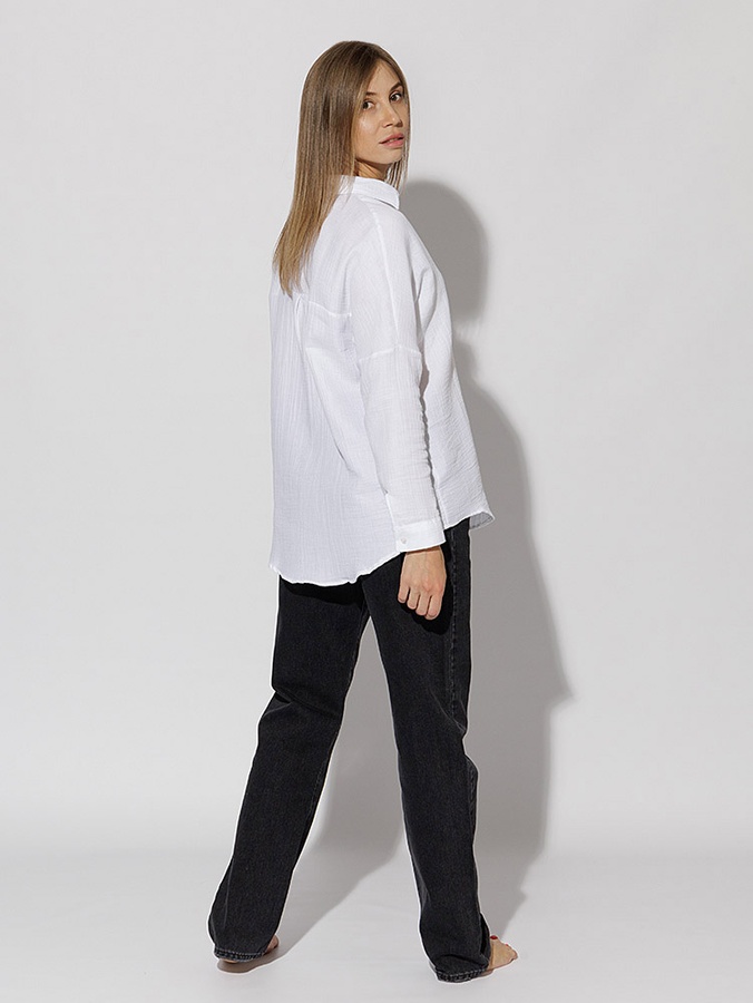 Жіноча сорочка з довгим рукавом 46 колір білий ЦБ-00218973 SKT000905881 фото