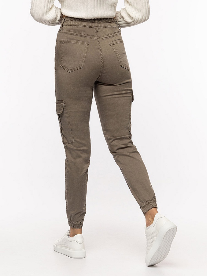 Жіночі джинсові джогери карго 38 колір бежевий ЦБ-00215220 SKT000898071 фото