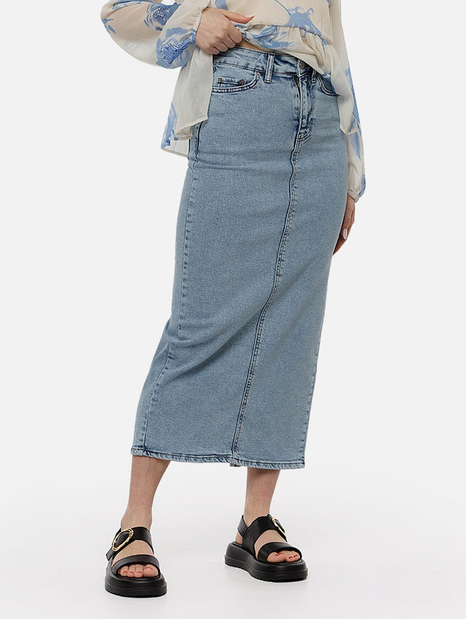 Жіноча джинсова довга спідниця 44 колір блакитний ЦБ-00217490 SKT000902745 фото