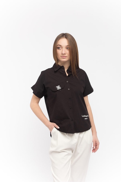 Рубашка женская с коротким рукавом 42 цвет черный ЦБ-00149811 SKT000512298 фото