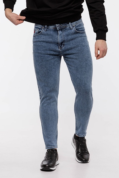 Мужские джинсы керрот 50 цвет голубой ЦБ-00213068 SKT000893108 фото
