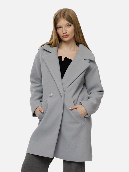 Жіноче демісезонне пальто оверсайз колір сірий ЦБ-00210792 SKT000890761 фото