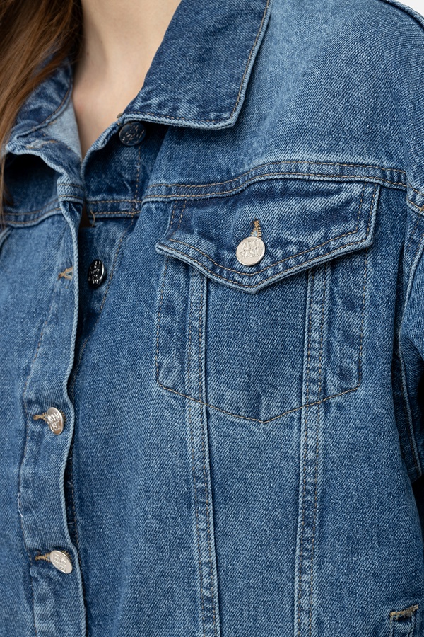 Жіноча джинсова куртка 42 колір синій ЦБ-00245186 SKT000980732 фото
