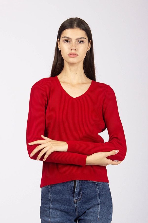Пуловер жіночий 46 колір червоний ЦБ-00173664 SKT000581090 фото