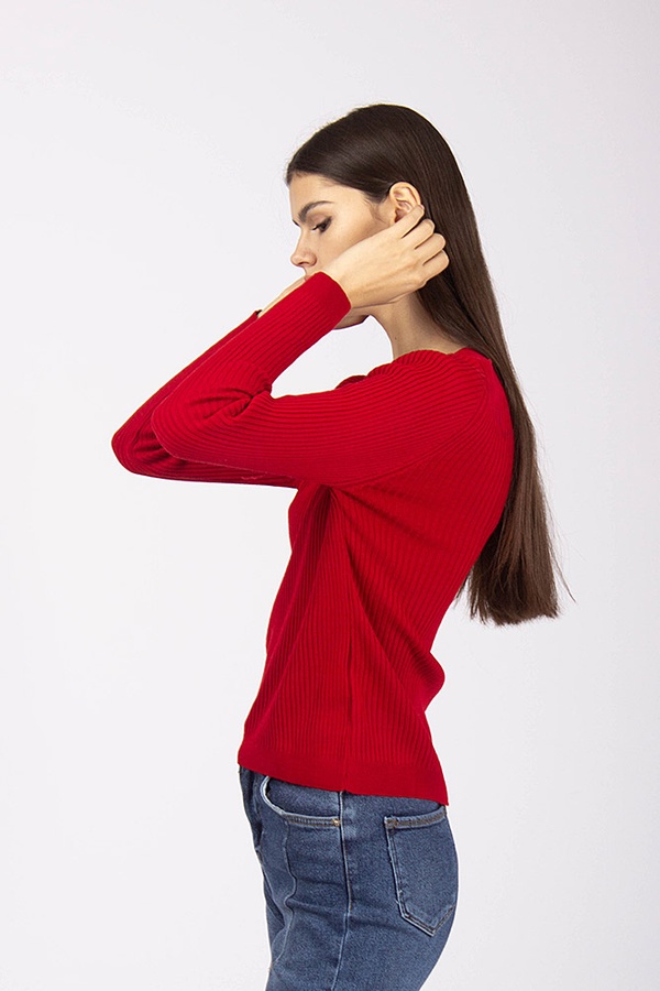 Женский пуловер 46 цвет красный ЦБ-00173664 SKT000581090 фото