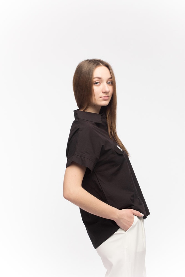 Сорочка жіноча з коротким рукавом 42 колір чорний ЦБ-00149811 SKT000512298 фото