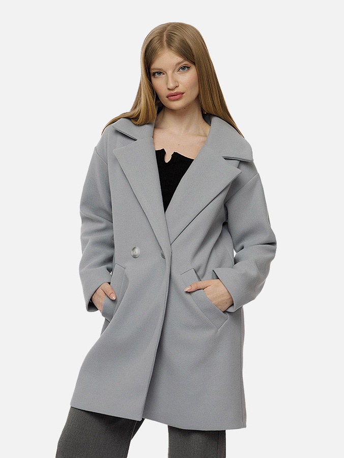Женское демисезонное пальто оверсайз 48 цвет серый ЦБ-00210792 SKT000890761 фото