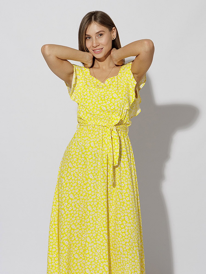 Женское длинное платье 46 цвет желтый ЦБ-00219263 SKT000906832 фото