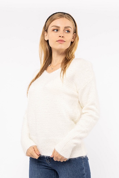 Жіночий пуловер 46 колір білий ЦБ-00194388 SKT000854077 фото