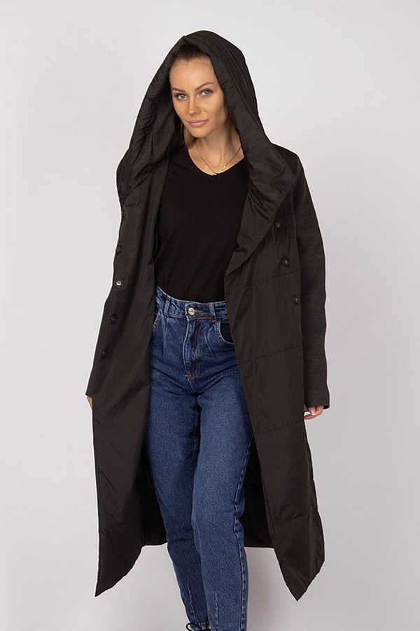Куртка довга жіноча 44 колір чорний ЦБ-00169000 SKT000566760 фото