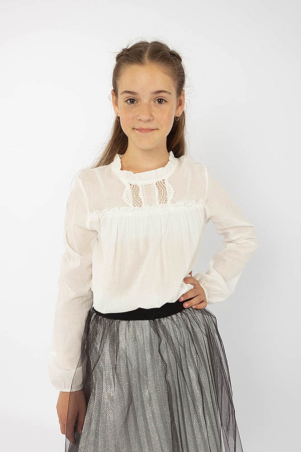 Блуза на дівчинку 164 колір молочний ЦБ-00121906 SKT000516535 фото