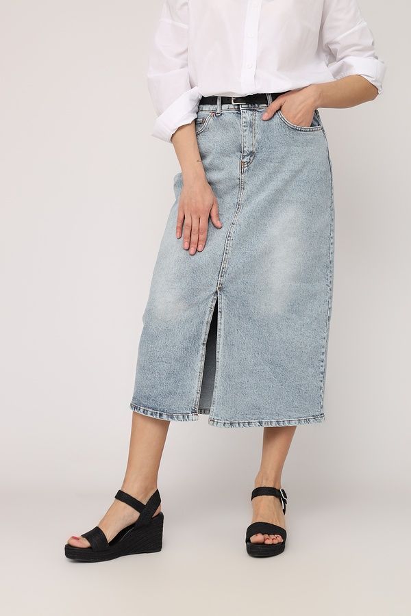Юбка трапеция, женская цвет синий 50 ЦБ-00272494 фото