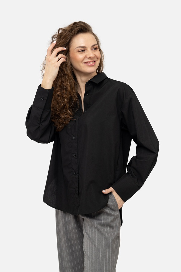 Женская рубашка с длинным рукавом 38 цвет черный ЦБ-00242164 SKT000963744 фото