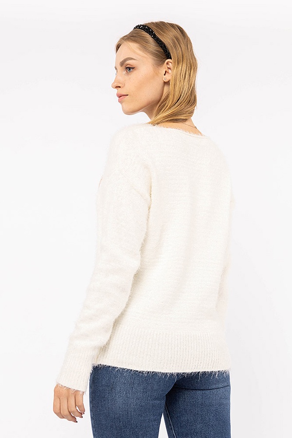 Женский пуловер 46 цвет белый ЦБ-00194388 SKT000854077 фото