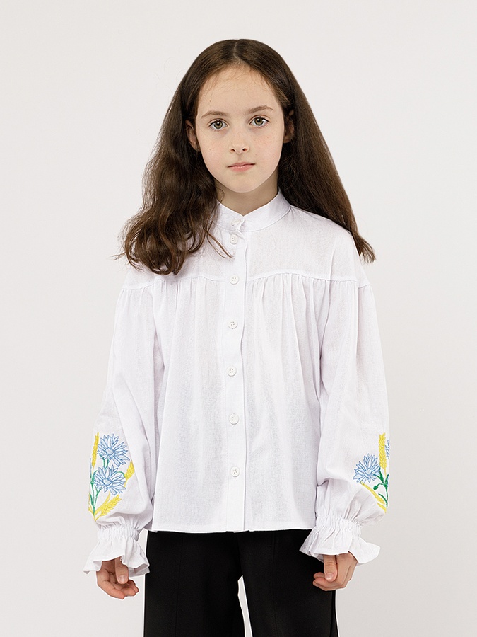 Сорочка довгий рукав для дівчаток 122 колір білий ЦБ-00224764 SKT000920908 фото