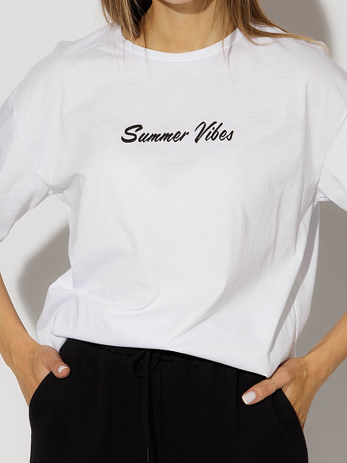 Жіноча футболка регуляр 42 колір білий ЦБ-00219209 SKT000906655 фото