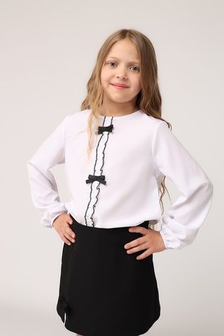 Блуза с длинным рукавом для девочки цвет белый 122 ЦБ-00276953 фото