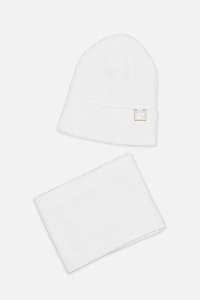 Комплект шапка-шарф на дівчинку 52-54 колір білий ЦБ-00206087 SKT000879704 фото