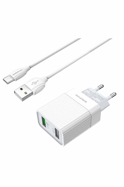 Зарядний пристрій Borofone BA39A 2 USB QC3.0 Type-C колір білий ЦБ-00196959 SKT000860250 фото