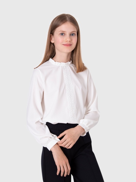 Блуза довгий рукав для дівчинки 134 колір молочний ЦБ-00228827 SKT000930526 фото