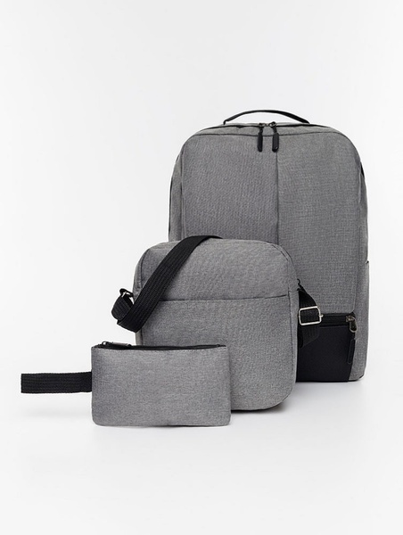 Набір 3в1 спортивний рюкзак, сумка, косметичка для чоловіків колір сірий ЦБ-00219389 SKT000907219 фото