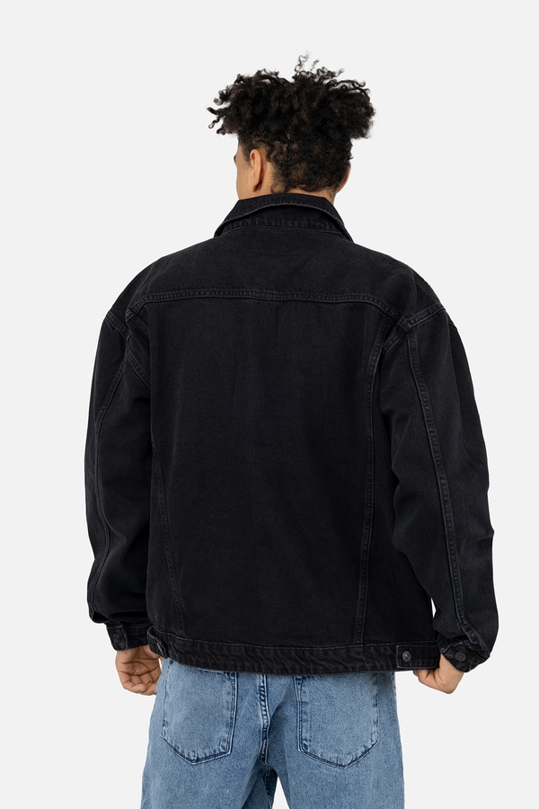 Чоловіча джинсова куртка 54 колір чорний ЦБ-00246428 SKT000984565 фото