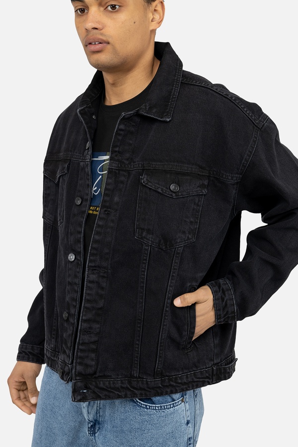 Чоловіча джинсова куртка 54 колір чорний ЦБ-00246428 SKT000984565 фото
