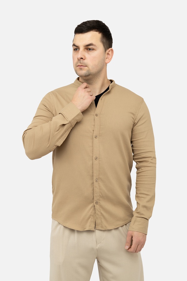 Мужская рубашка с длинным рукавом 44 цвет бежевый ЦБ-00241591 SKT000961994 фото