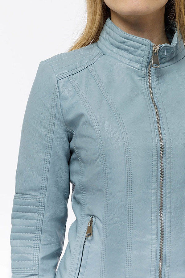 Жіноча куртка з екошкіри 42 колір блакитний ЦБ-00161929 SKT000549118 фото
