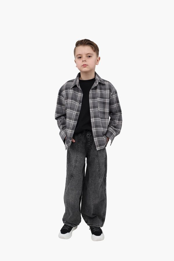 Сорочка з довгим рукавом для хлопчика колір сірий 134 ЦБ-00288820 фото