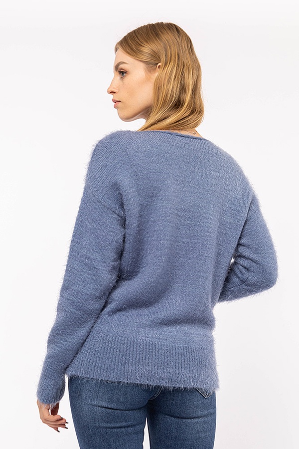 Женский пуловер 46 цвет голубой ЦБ-00194389 SKT000854078 фото