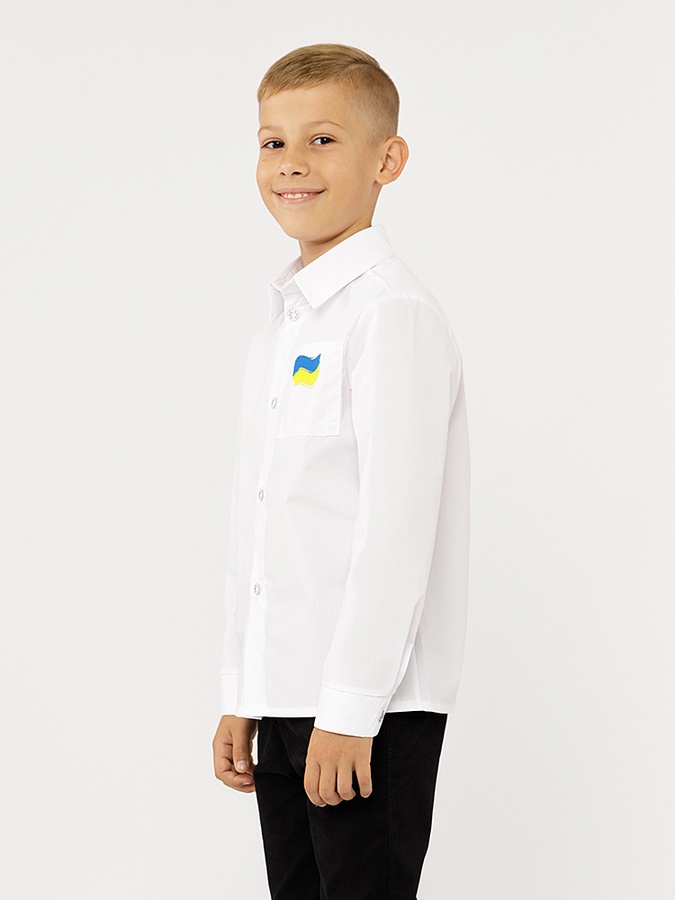 Рубашка с длинным рукавом для мальчиков 116 цвет белый ЦБ-00221726 SKT000913472 фото