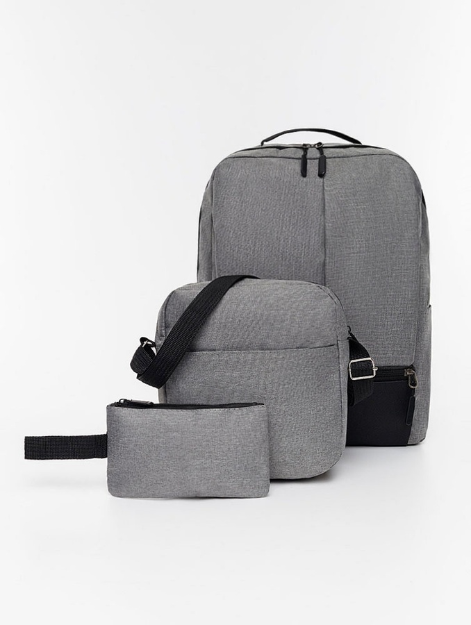 Набор 3в1 спортивный рюкзак, сумка, косметичка для мужчин цвет серый ЦБ-00219389 SKT000907219 фото