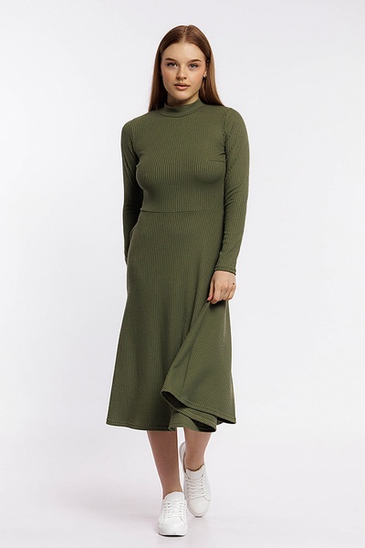 Жіноча сукня з довгим рукавом 50 колір оливковий ЦБ-00210694 SKT000890342 фото