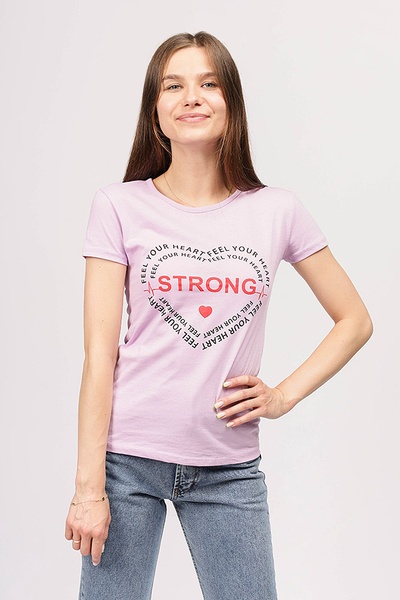 Жіноча футболка 48 колір бузковий ЦБ-00192016 SKT000847789 фото