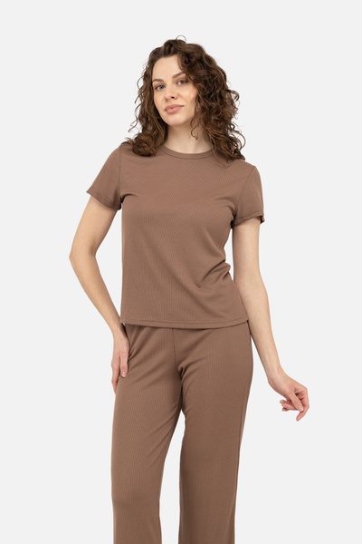 Жіноча футболка для дому колір кавовий ЦБ-00247456, XL