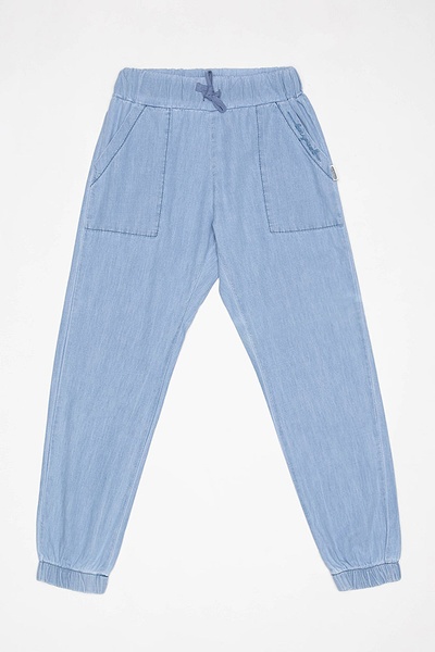 Джогеры джинсовые на девочку 128 цвет голубой ЦБ-00160571 SKT000543692 фото