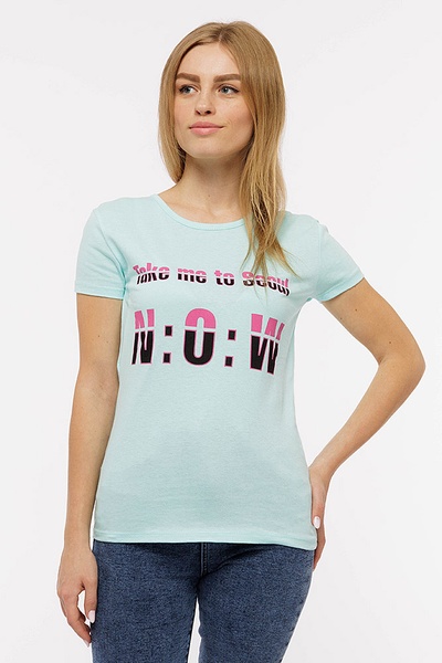 Жіноча футболка 48 колір м'ятний ЦБ-00192032 SKT000847853 фото