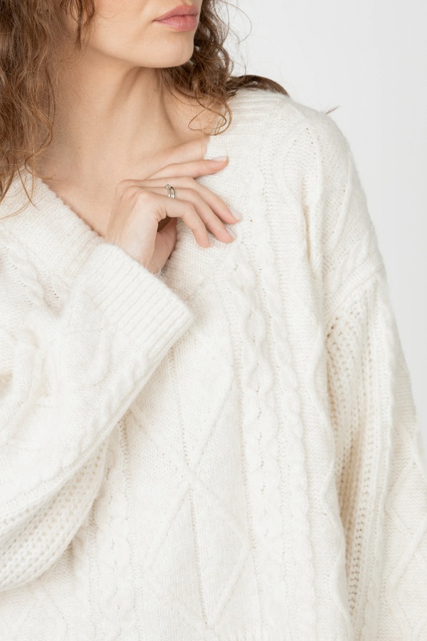 Жіночий пуловер 46 колір молочний ЦБ-00237054 SKT000953417 фото