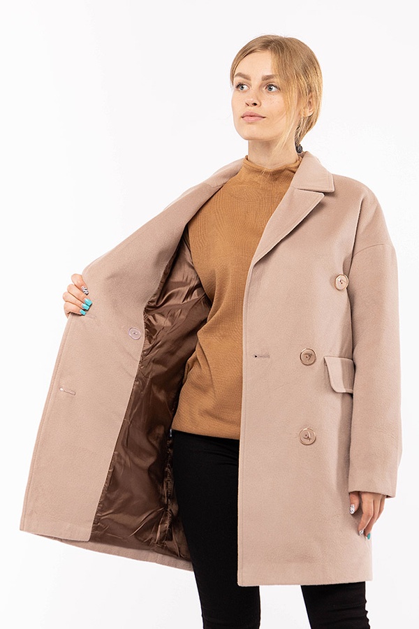 Жіноче пальто 54 колір капучино ЦБ-00190123 SKT000841994 фото