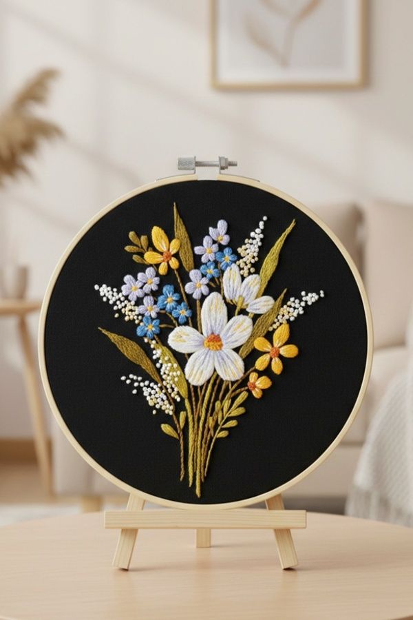 Набір для вишивки гладдю &laquo;Нічний букет&raquo; Brushme EMBR012 ЦБ-00295399 фото