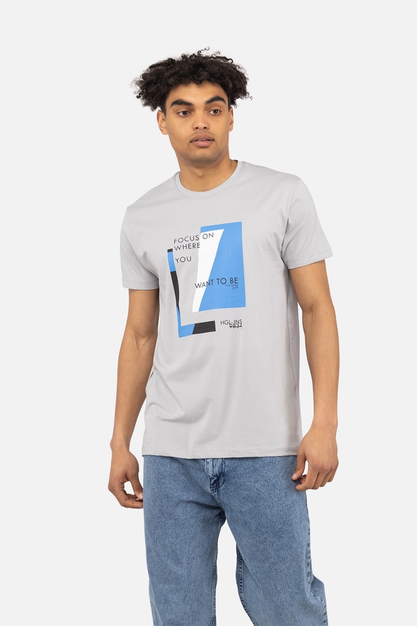 Чоловіча футболка з коротким рукавом 46 колір світло-сірий ЦБ-00243188 SKT000967336 фото