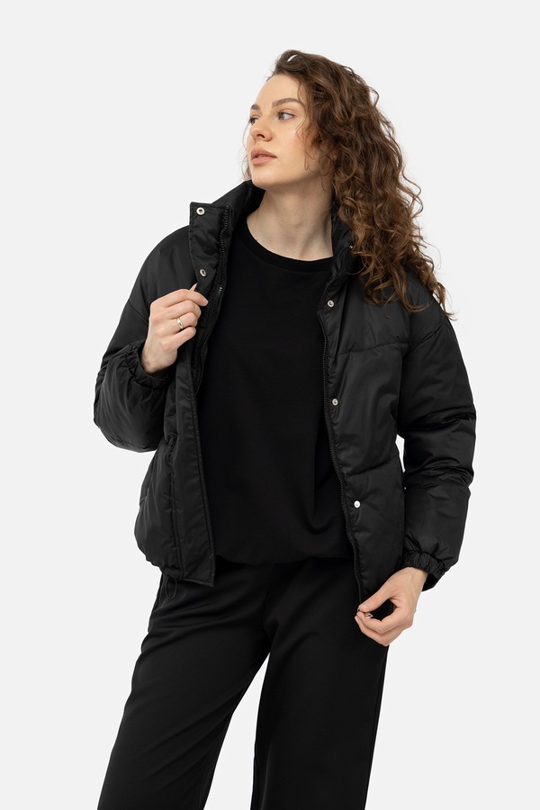 Жіноча куртка 50 колір чорний ЦБ-00238351 SKT000956265 фото
