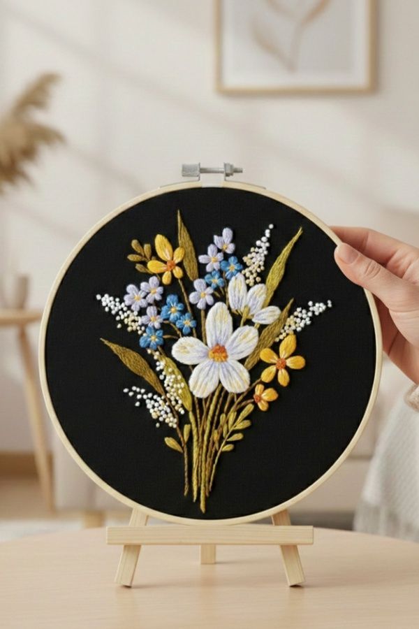 Набір для вишивки гладдю &laquo;Нічний букет&raquo; Brushme EMBR012 ЦБ-00295399 фото