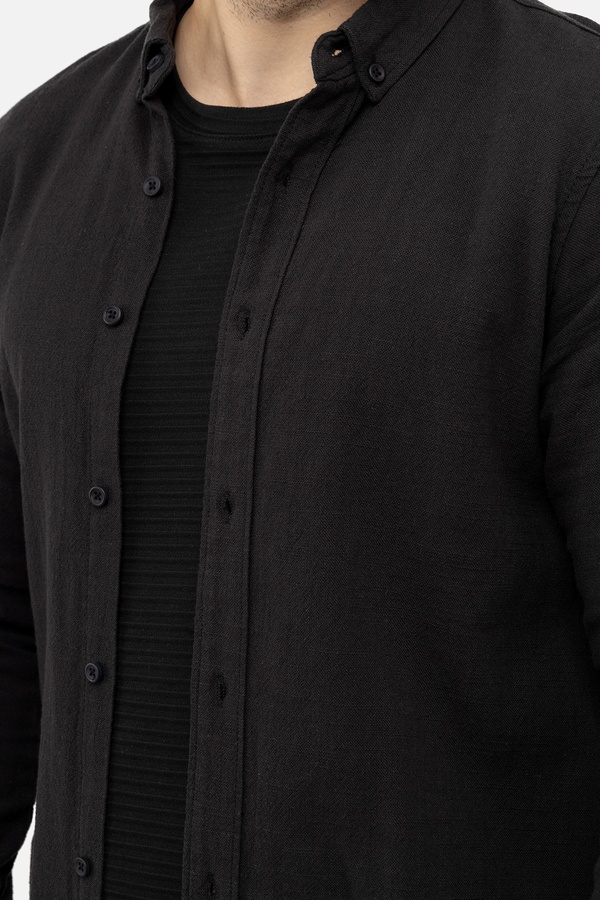 Чоловіча сорочка з довгим рукавом 44 колір чорний ЦБ-00244804 SKT000979907 фото