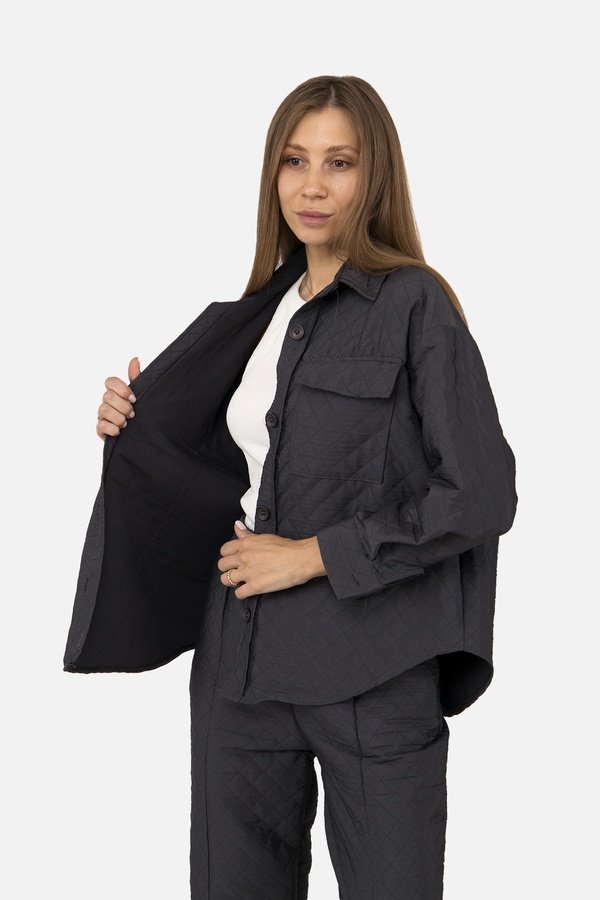 Женская рубашка с длинным рукавом 46 цвет темно-серый ЦБ-00210008 SKT000888399 фото