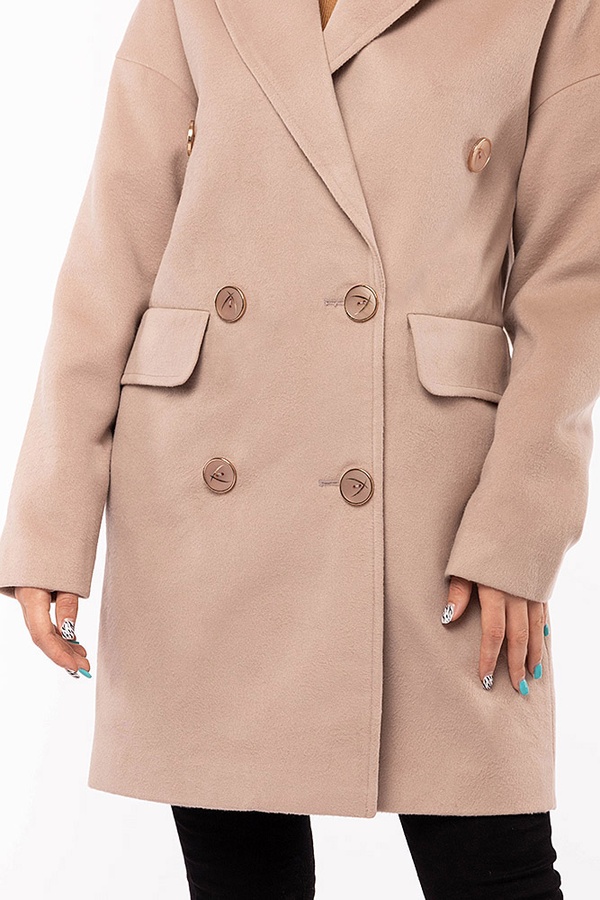 Женское пальто 54 цвет капучино ЦБ-00190123 SKT000841994 фото