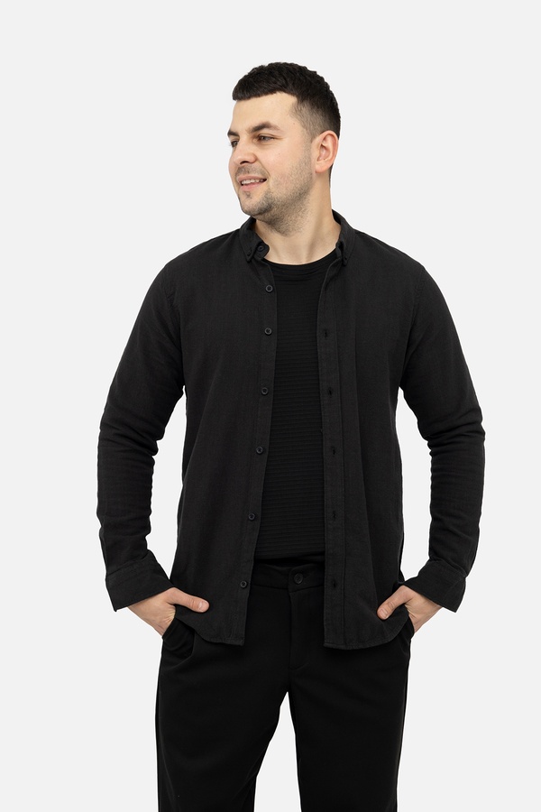 Мужская рубашка с длинным рукавом 44 цвет черный ЦБ-00244804 SKT000979907 фото